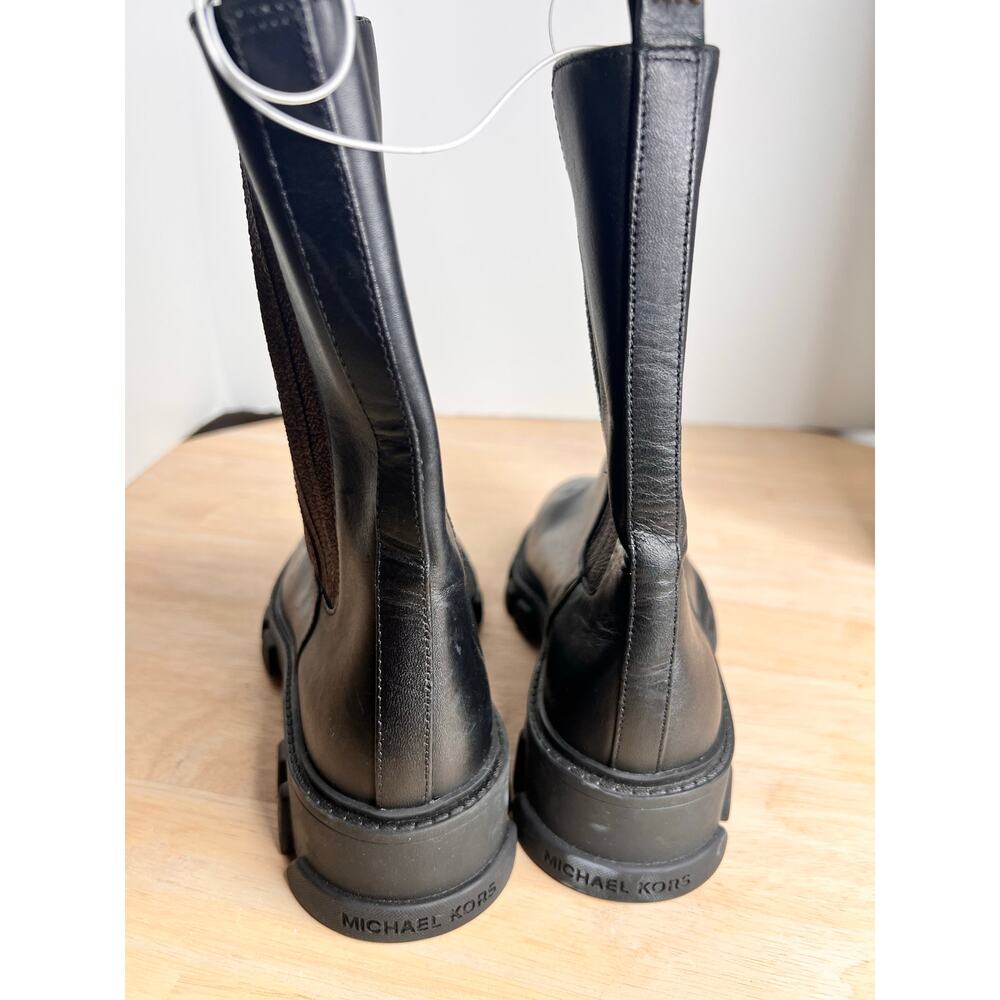 Michael Kors Leather Boots Black Lug Sole Pull-On Women’s 6 NWOB - Picture 7 of 9